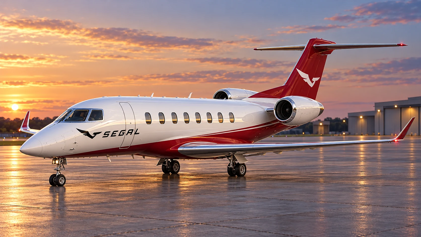Gulfstream G650ER in Segal livery, front three-quarter — illustrative rendering
